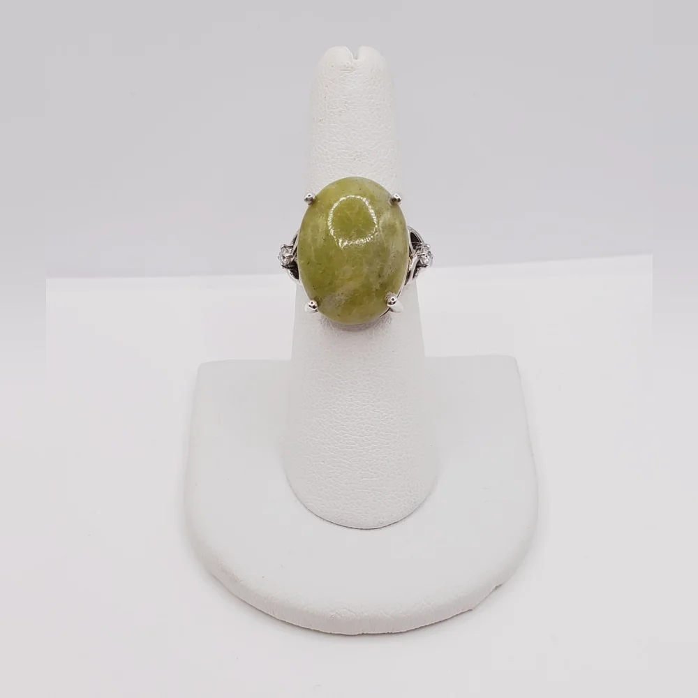 Connemara Marble & Moissanite Platinum | 925 Sterling Silver Statement Ring